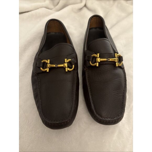 Men’s Salvatore Ferragamo Parigi Gancini Brown Leather Drivers US 9 EEE Wide - Picture 7 of 14